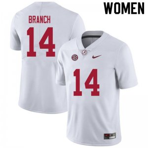 NCAA Women's Alabama Crimson Tide #14 Brian Branch Stitched College 2020 Nike Authentic White Football Jersey DJ17Z37TN